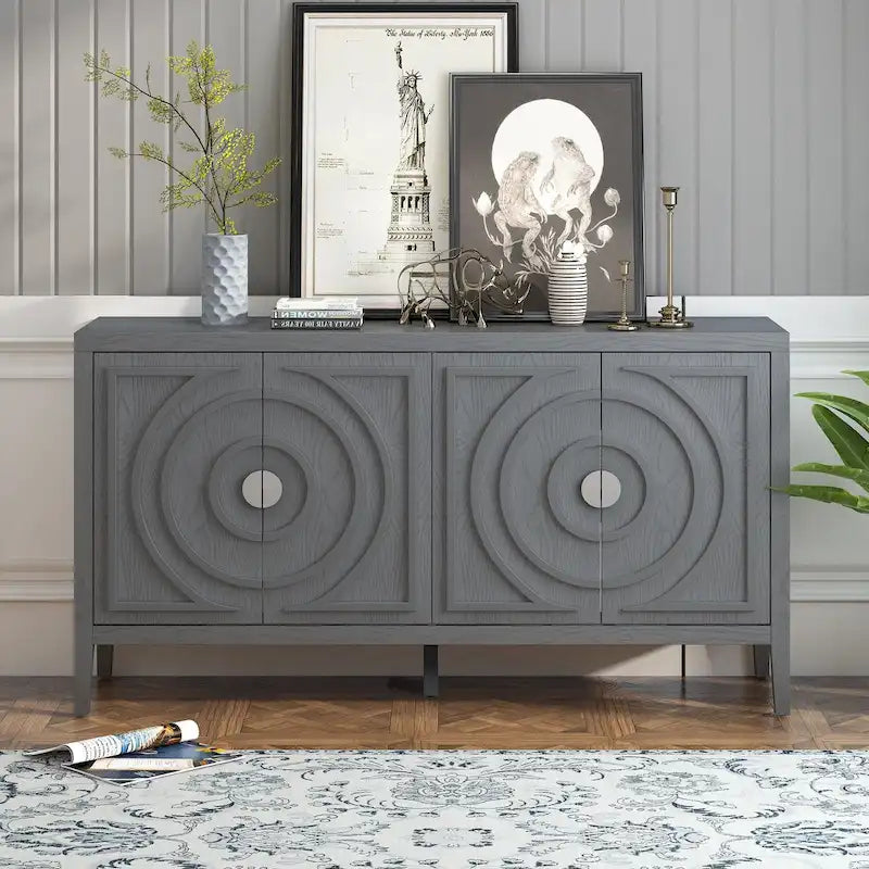 Credenza retrò con ante a scanalature circolari - N/A