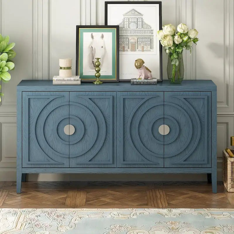 Credenza retrò con ante a scanalature circolari - N/A