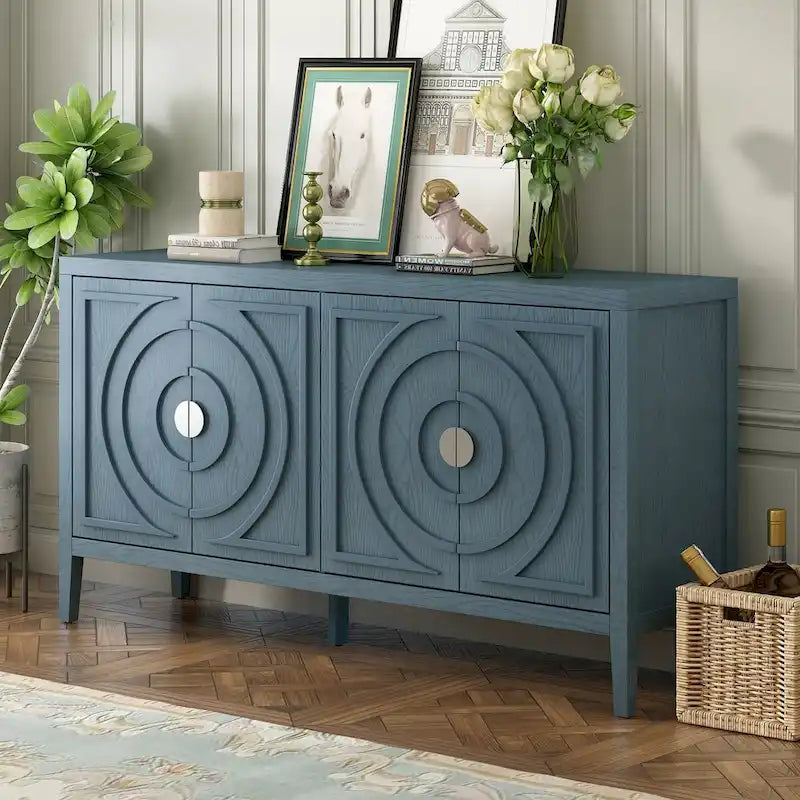 Credenza retrò con ante a scanalature circolari - N/A