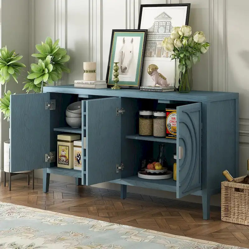 Credenza retrò con ante a scanalature circolari - N/A