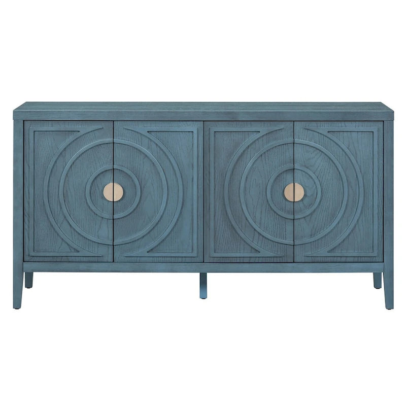 Credenza retrò con ante a scanalature circolari - N/A