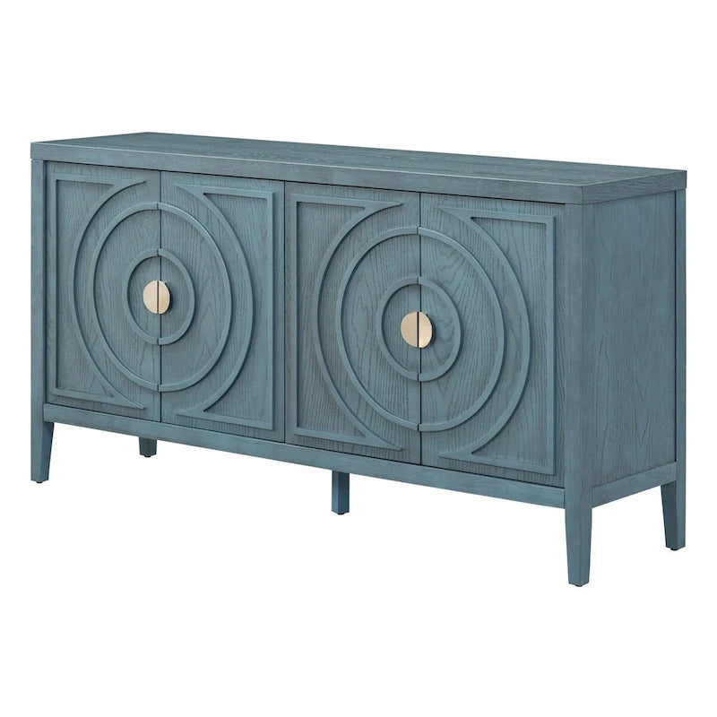 Credenza retrò con ante a scanalature circolari - N/A