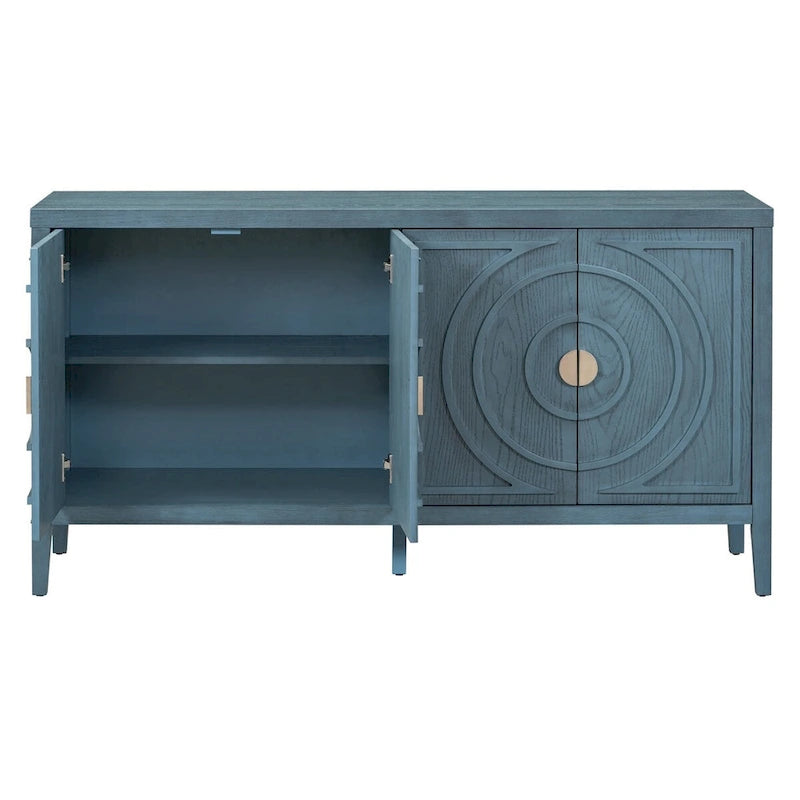 Credenza retrò con ante a scanalature circolari - N/A