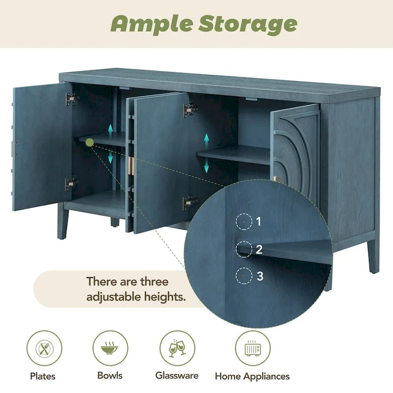 Credenza retrò con ante a scanalature circolari - N/A