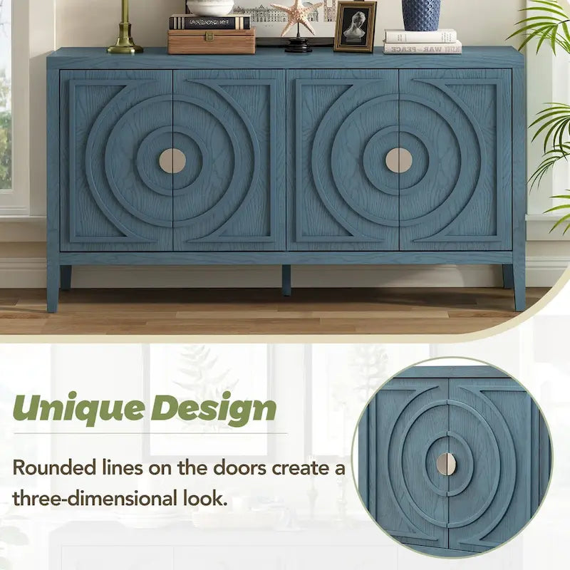 Credenza retrò con ante a scanalature circolari - N/A