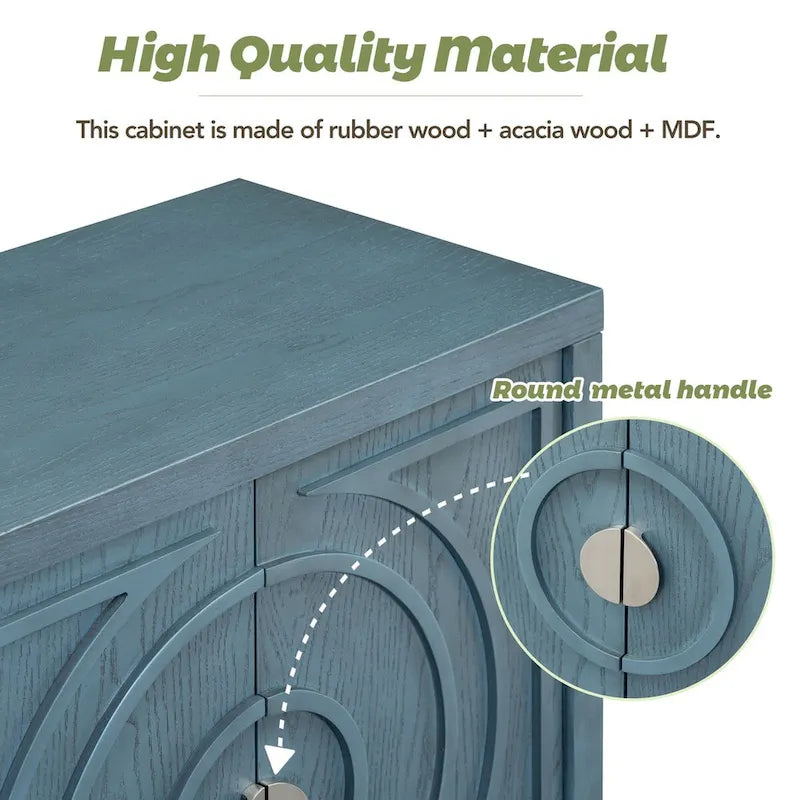 Credenza retrò con ante a scanalature circolari - N/A