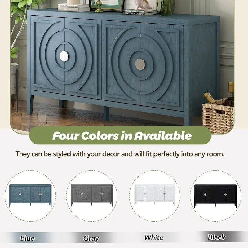 Credenza retrò con ante a scanalature circolari - N/A