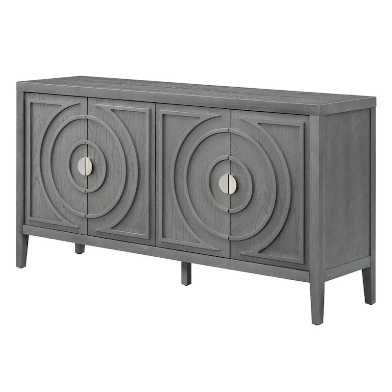 Credenza retrò con ante a scanalature circolari - N/A