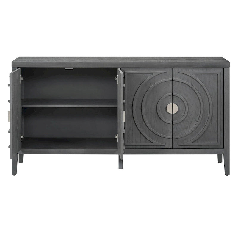 Credenza retrò con ante a scanalature circolari - N/A