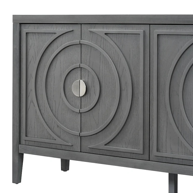 Credenza retrò con ante a scanalature circolari - N/A