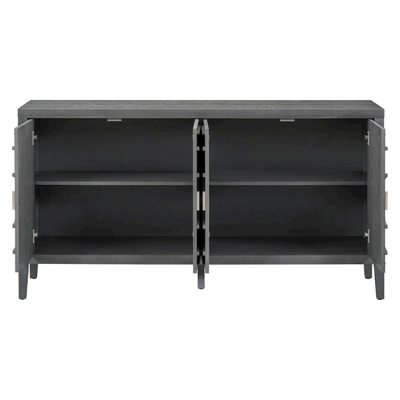 Credenza retrò con ante a scanalature circolari - N/A