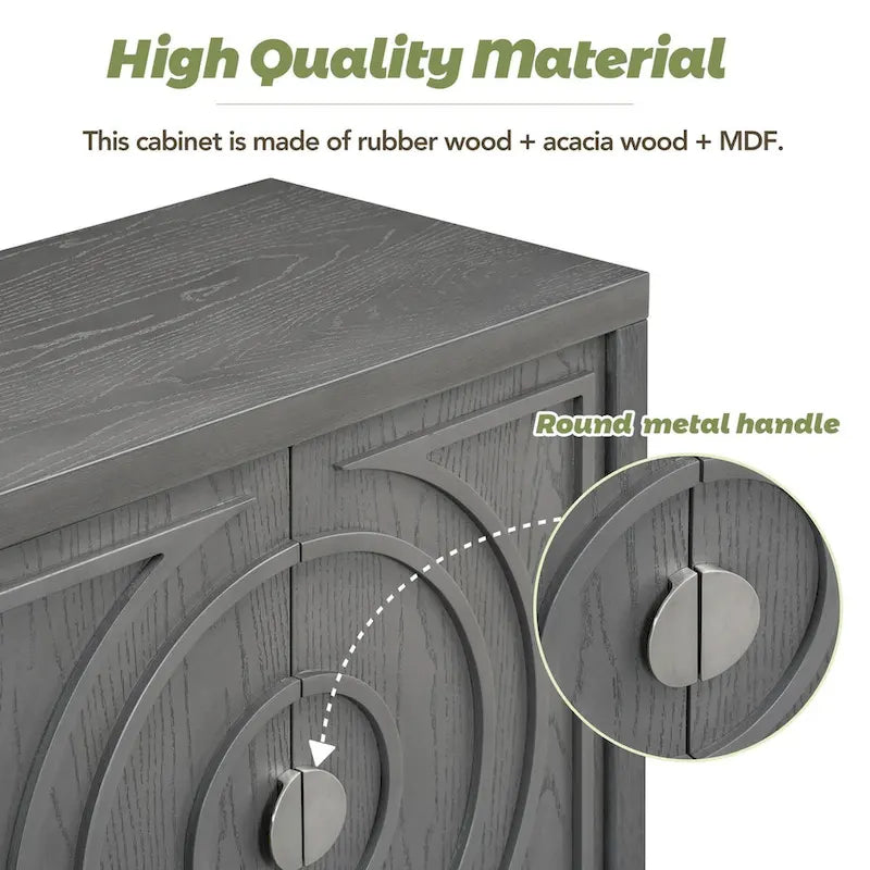 Credenza retrò con ante a scanalature circolari - N/A