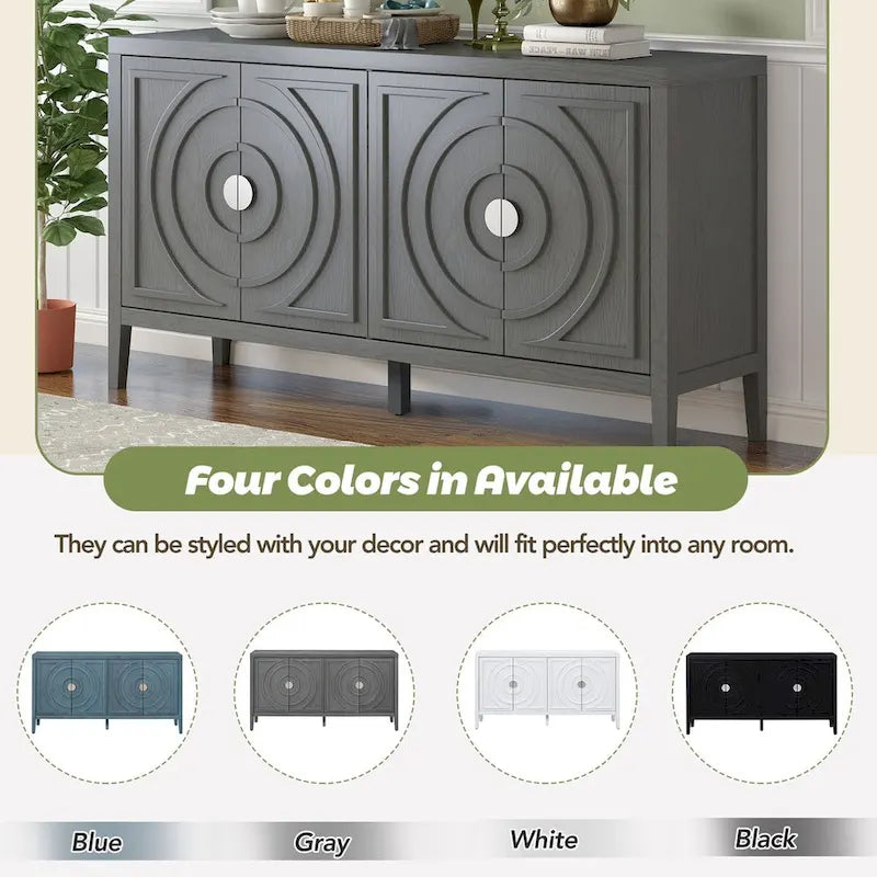 Credenza retrò con ante a scanalature circolari - N/A