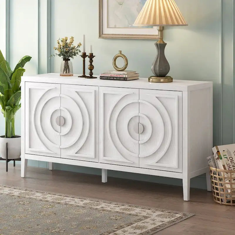 Credenza retrò con ante a scanalature circolari - N/A