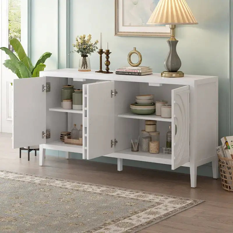 Credenza retrò con ante a scanalature circolari - N/A