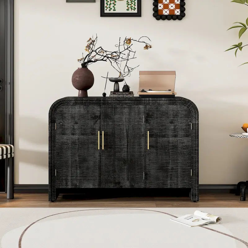 Madia curata curva in stile retrò minimalista con maniglie dorate - N/A