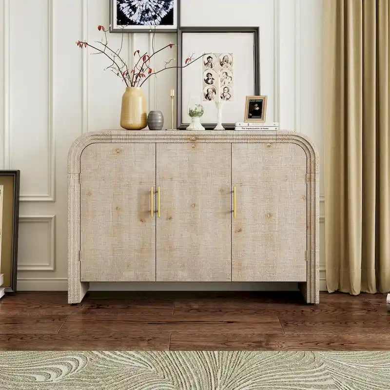 Madia curata curva in stile retrò minimalista con maniglie dorate - N/A