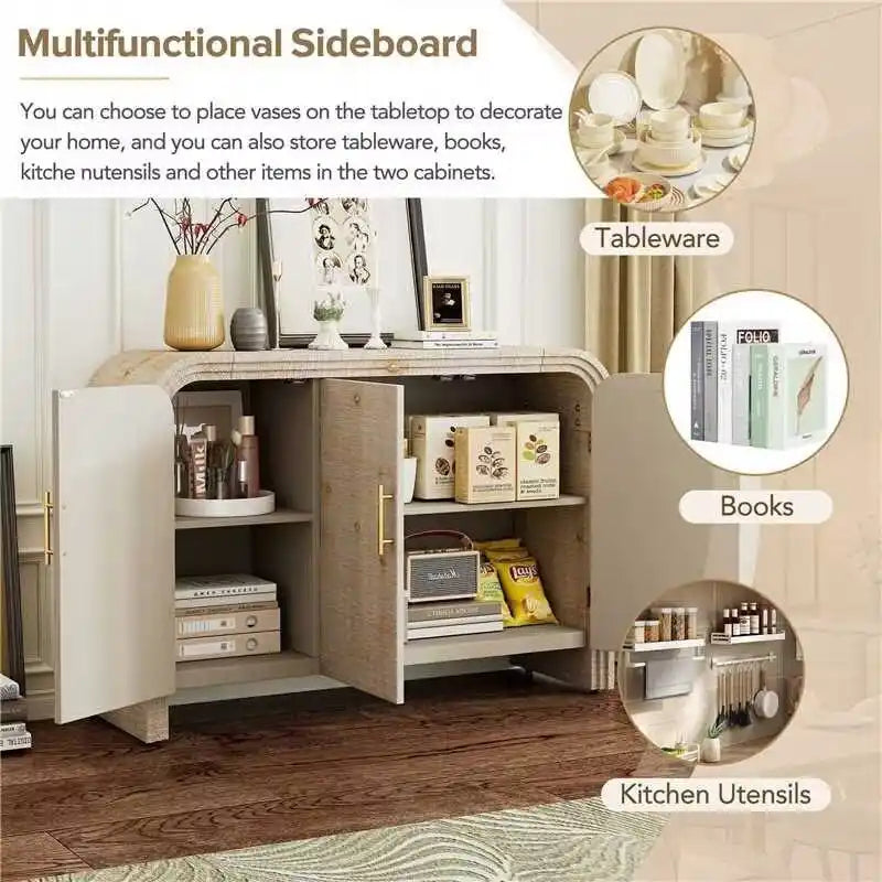 Madia curata curva in stile retrò minimalista con maniglie dorate - N/A