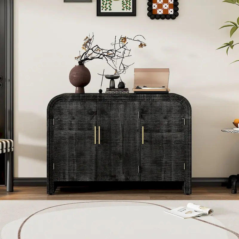 Madia curata curva in stile retrò minimalista con maniglie dorate - N/A