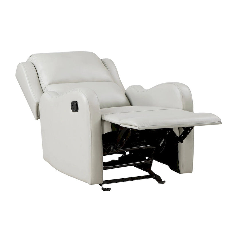 Poltrona Reclinabile Manuale Kim Glider 39 Pollici, Ecopelle Bianca Sporca