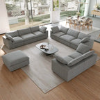 Set Divano 3 Pezzi per Soggiorno, Divano Modulare a Nuvola Sezionale con Pouf Contenitore