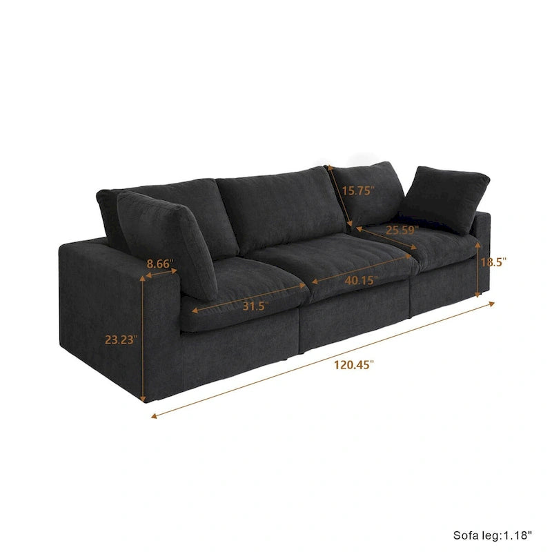 Set Divano 3 Pezzi per Soggiorno, Divano Modulare a Nuvola Sezionale con Pouf Contenitore