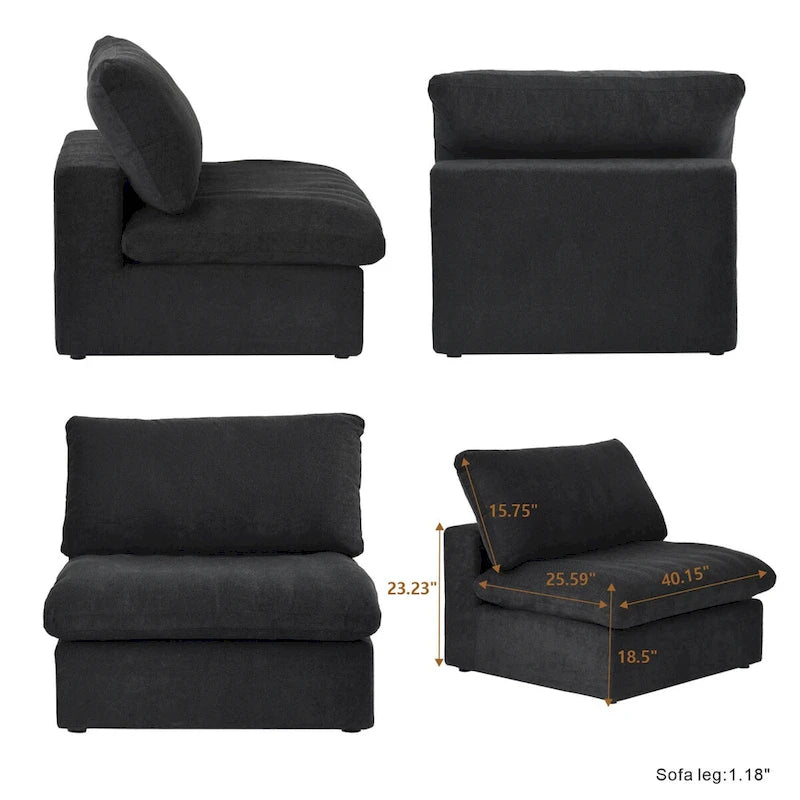 Set Divano 3 Pezzi per Soggiorno, Divano Modulare a Nuvola Sezionale con Pouf Contenitore