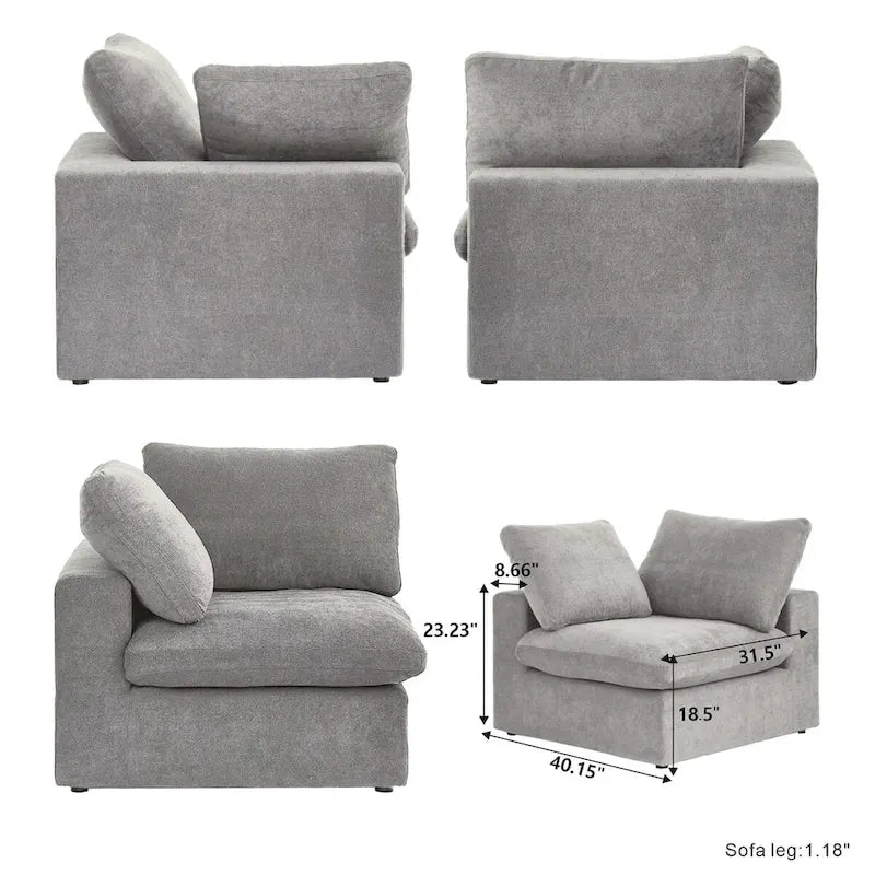 Set Divano 3 Pezzi per Soggiorno, Divano Modulare a Nuvola Sezionale con Pouf Contenitore