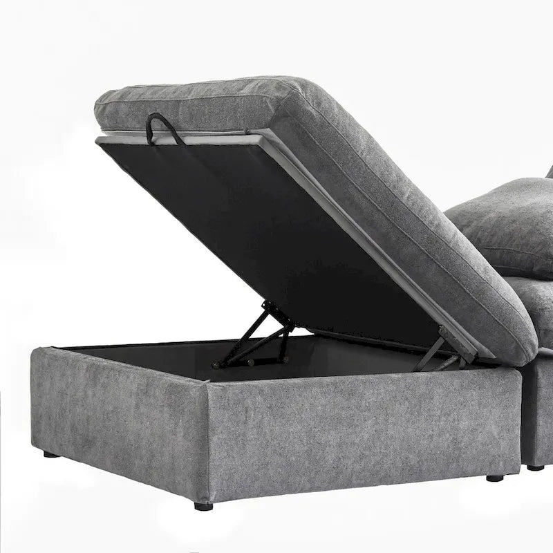 Set Divano 3 Pezzi per Soggiorno, Divano Modulare a Nuvola Sezionale con Pouf Contenitore