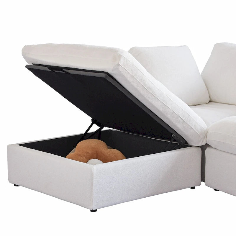 Set Divano 3 Pezzi per Soggiorno, Divano Modulare a Nuvola Sezionale con Pouf Contenitore