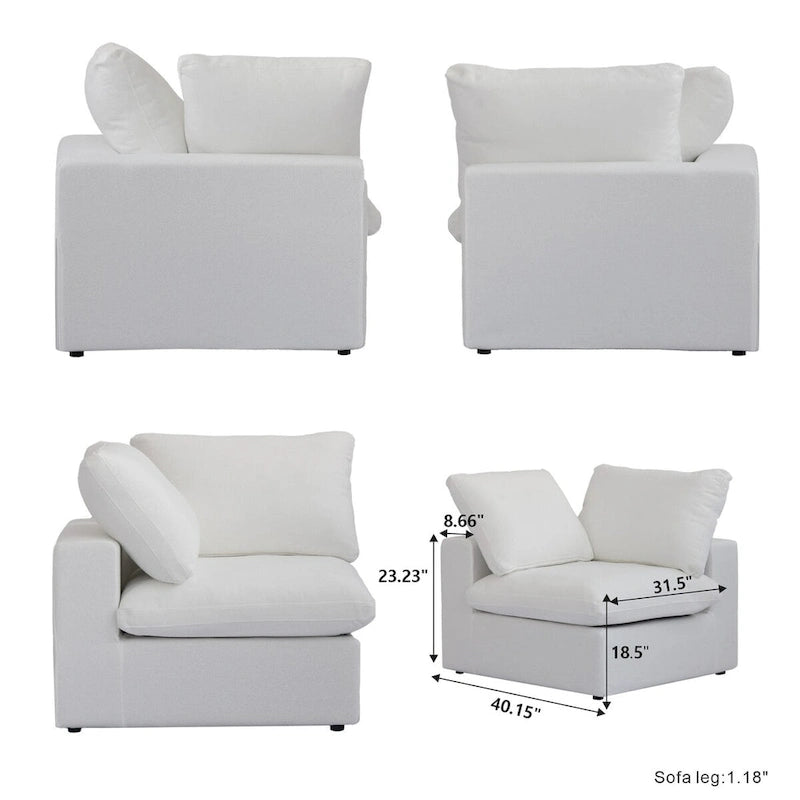Set Divano 3 Pezzi per Soggiorno, Divano Modulare a Nuvola Sezionale con Pouf Contenitore