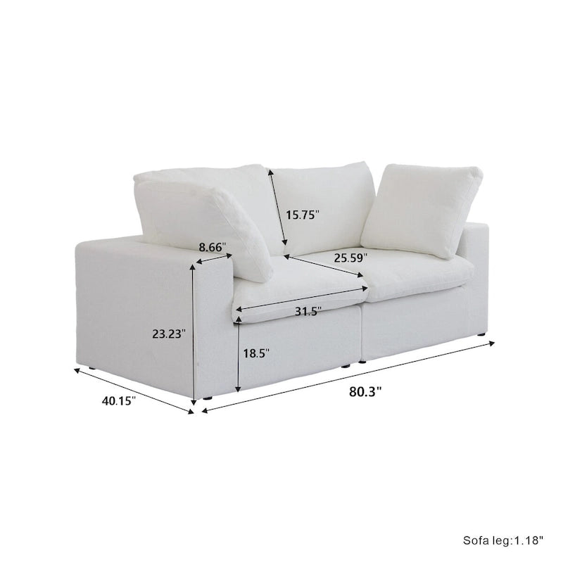 Set Divano 3 Pezzi per Soggiorno, Divano Modulare a Nuvola Sezionale con Pouf Contenitore