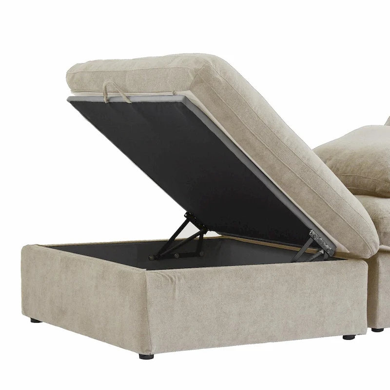 Set Divano 3 Pezzi per Soggiorno, Divano Modulare a Nuvola Sezionale con Pouf Contenitore