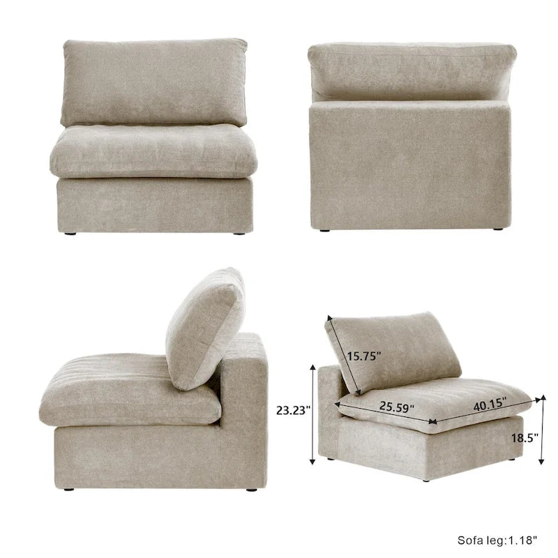 Set Divano 3 Pezzi per Soggiorno, Divano Modulare a Nuvola Sezionale con Pouf Contenitore