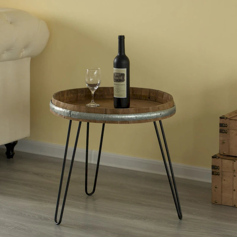 Tavolino a forma di botte di vino in legno