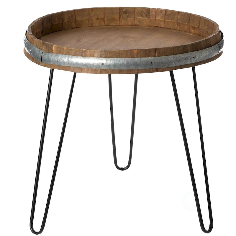 Tavolino a forma di botte di vino in legno