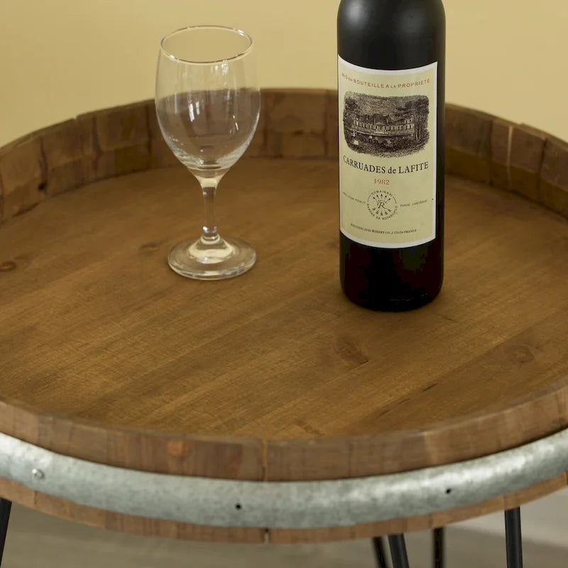 Tavolino a forma di botte di vino in legno