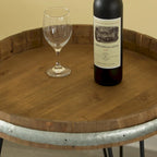 Tavolino a forma di botte di vino in legno