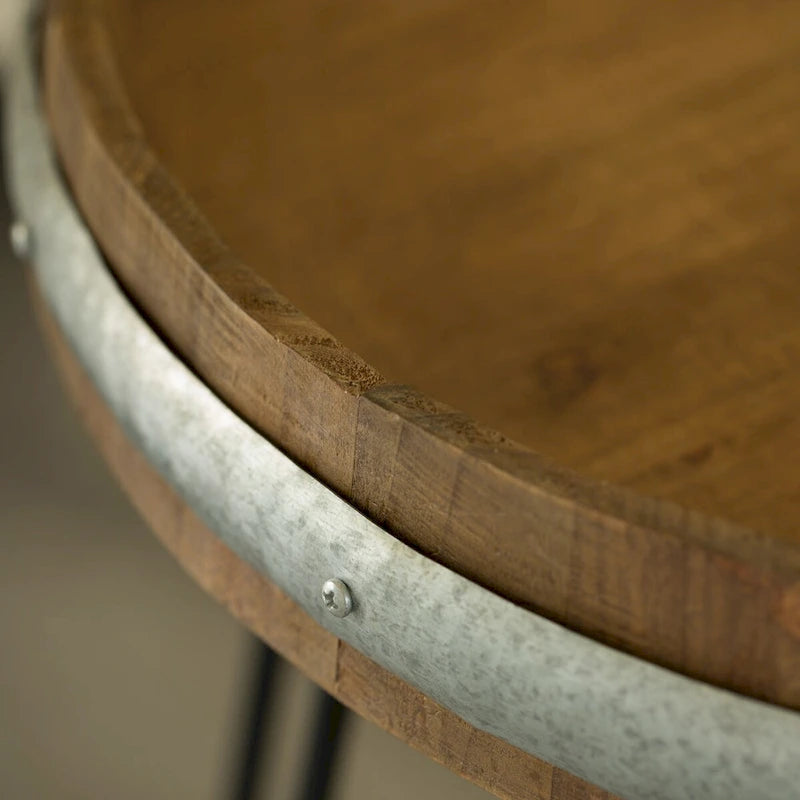 Tavolino a forma di botte di vino in legno