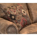 Set divano e poltrona in tessuto scamosciato Rancho Rustic Brown
