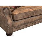 Set divano e poltrona in tessuto scamosciato Rancho Rustic Brown