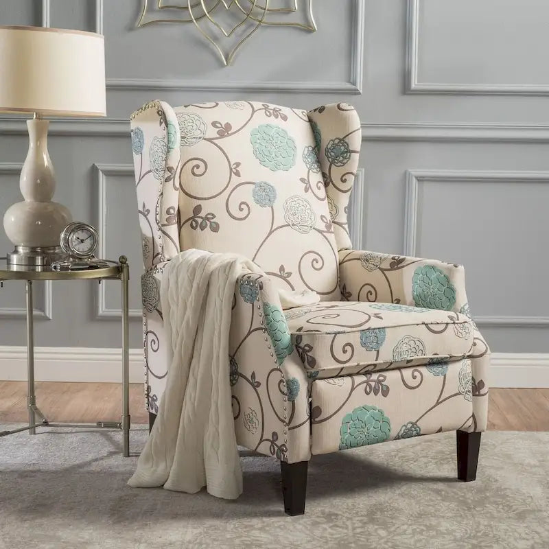 Poltrone reclinabili in tessuto tradizionale con borchie decorative