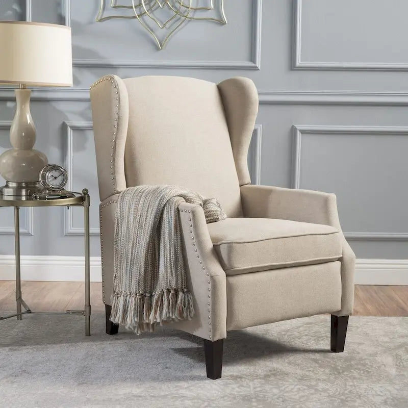 Poltrone reclinabili in tessuto tradizionale con borchie decorative