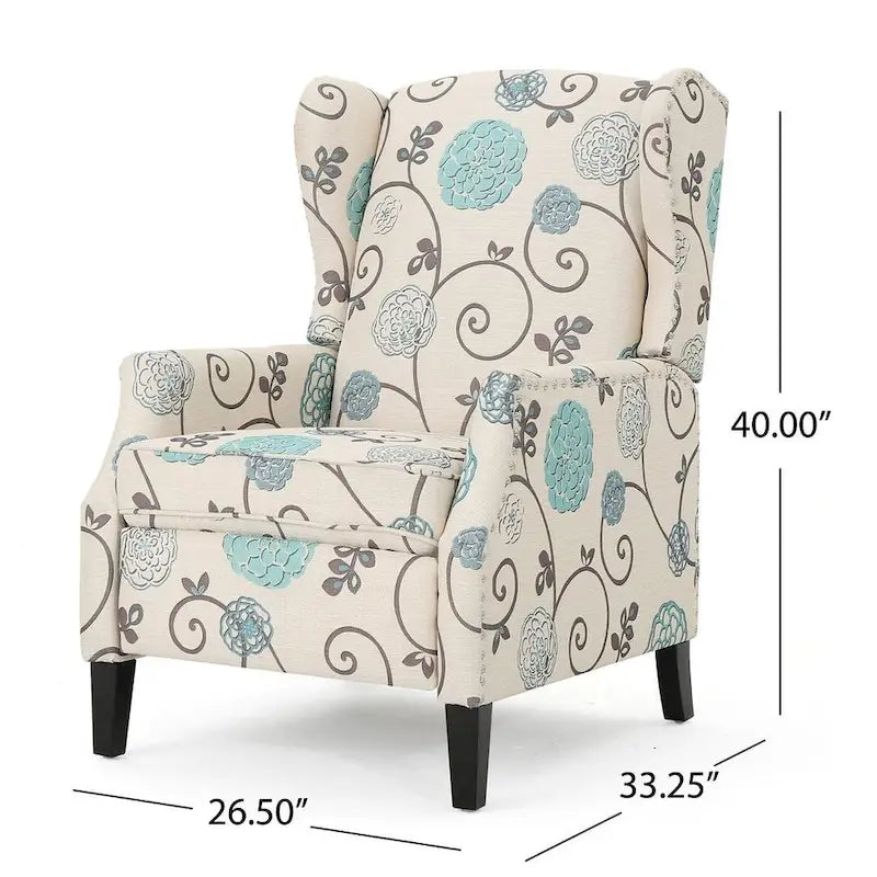 Poltrone reclinabili in tessuto tradizionale con borchie decorative