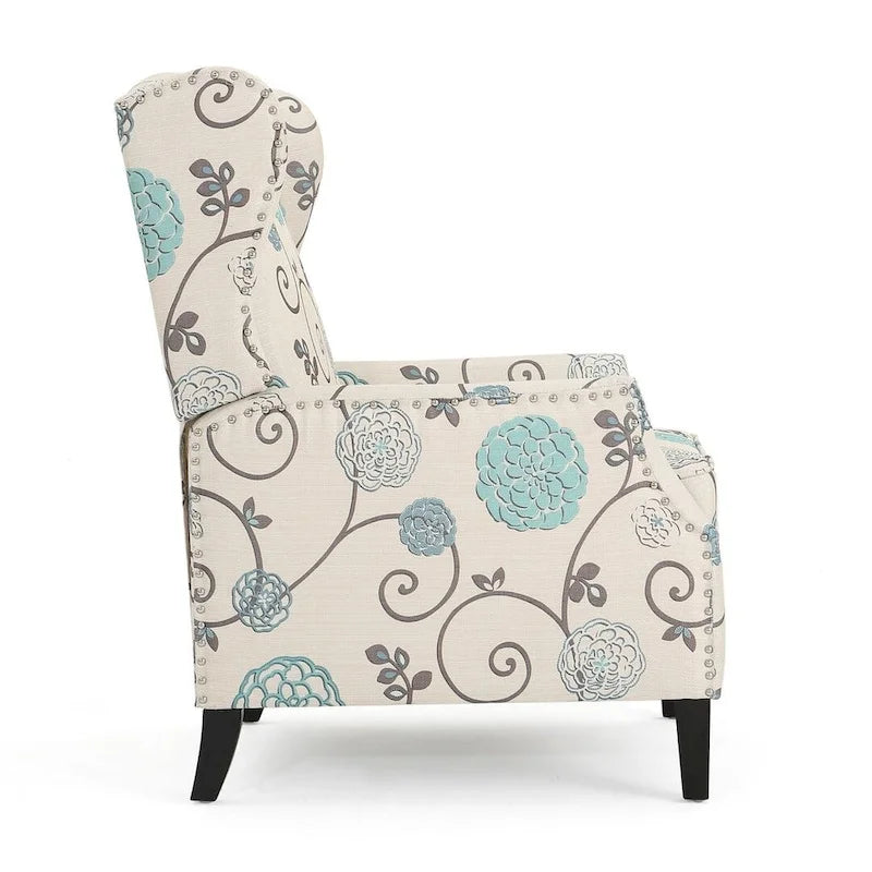 Poltrone reclinabili in tessuto tradizionale con borchie decorative