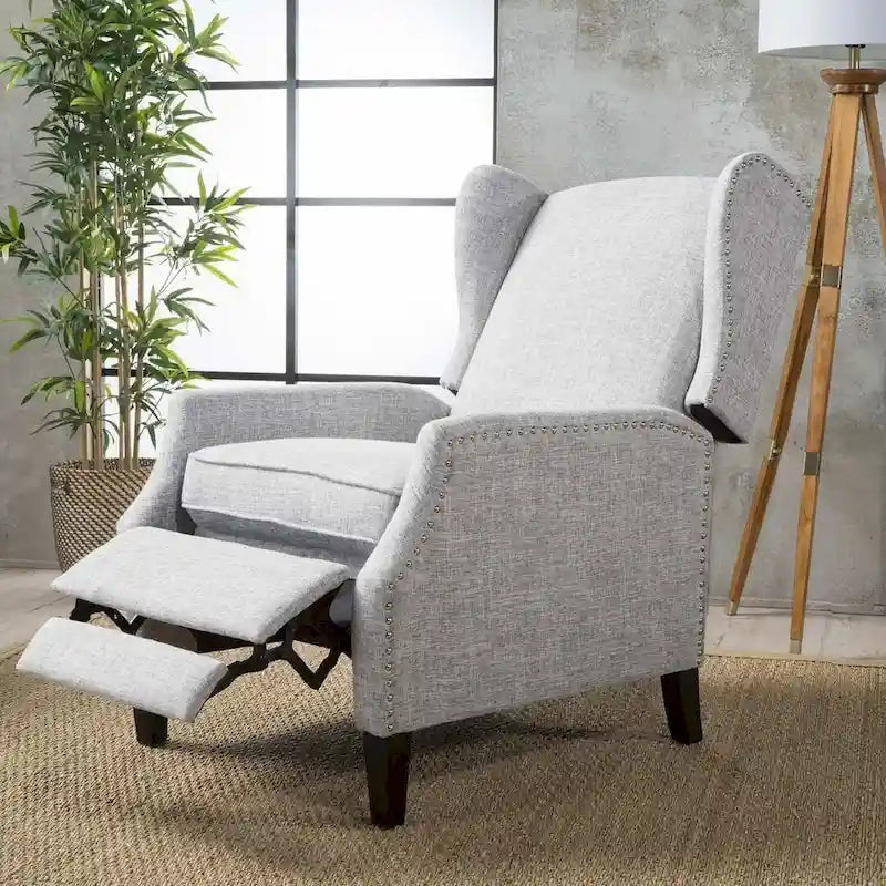 Poltrone reclinabili in tessuto tradizionale con borchie decorative