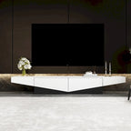 Mobile TV, mobile multimediale con cassetti, colore Bianco&Nero - 200cm L