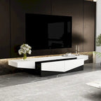 Mobile TV, mobile multimediale con cassetti, colore Bianco&Nero - 200cm L