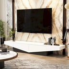 Mobile TV, mobile multimediale con cassetti, colore Bianco&Nero - 200cm L