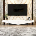 Mobile TV, mobile multimediale con cassetti, colore Bianco&Nero - 200cm L